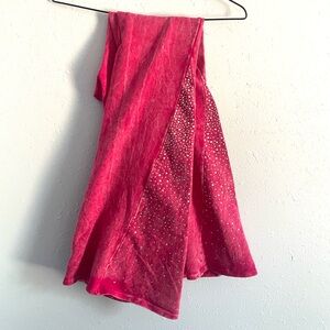 Pink mineral washed bell bottom leggings/stretch pants with rhinestones